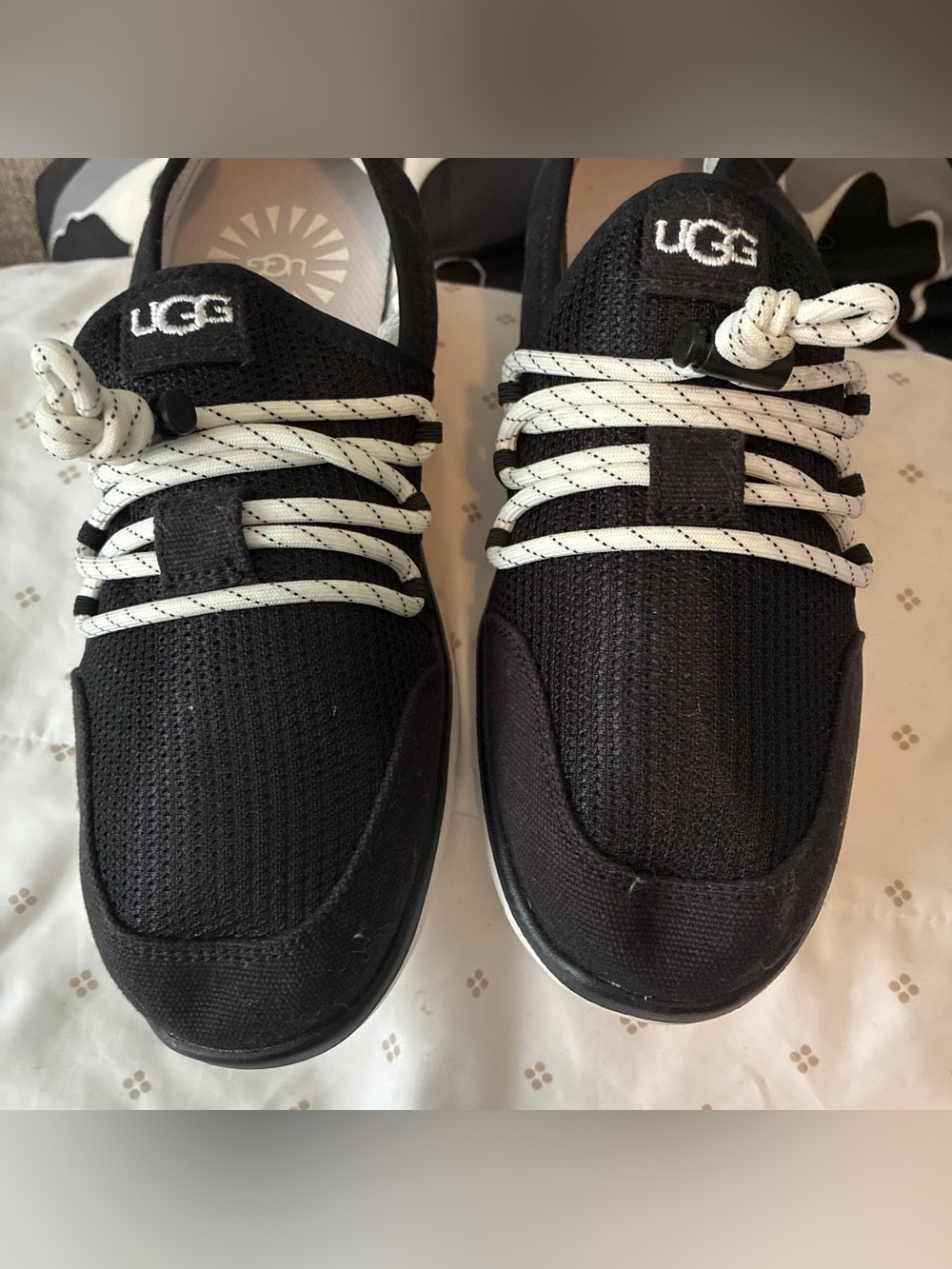 UGG Kids Black Sneakers with White Contrast Laces
